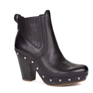 UGG Black Leather Ankle Boots